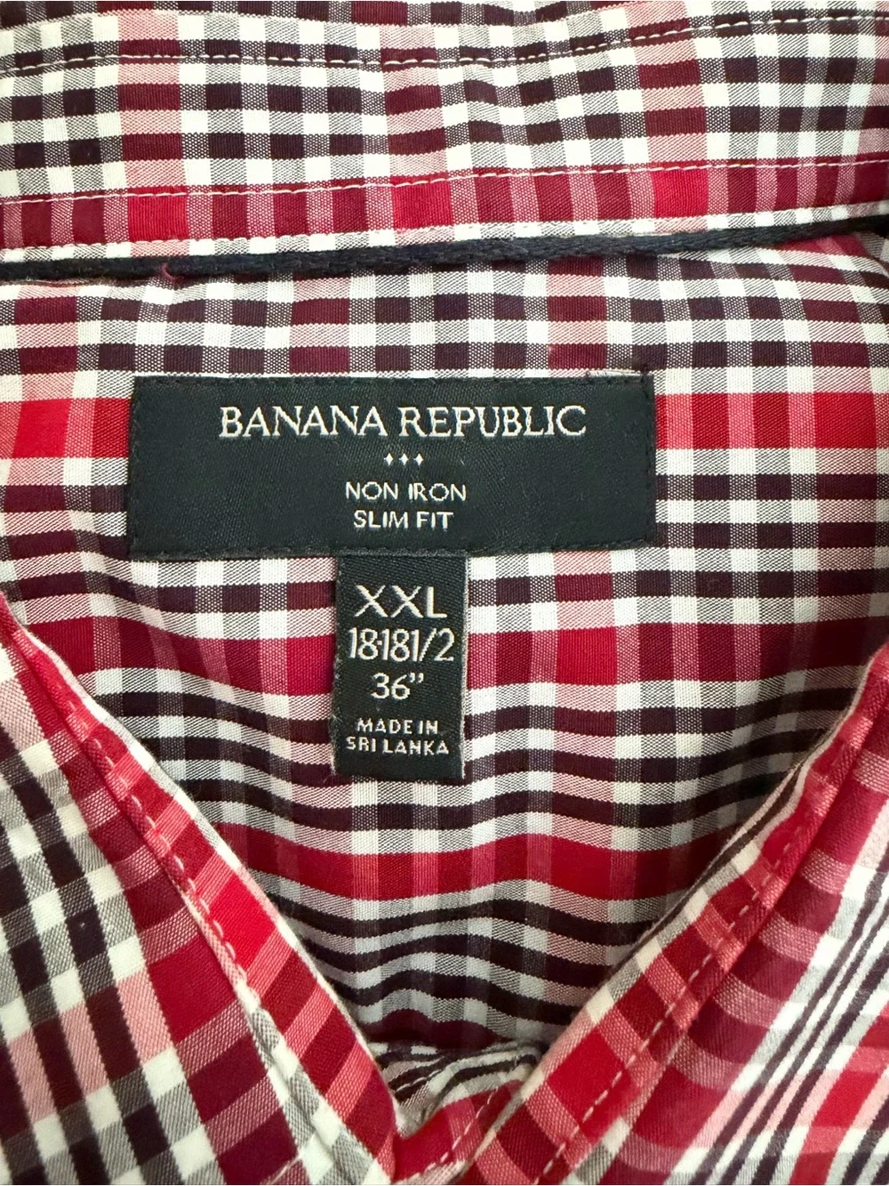 Banana Republic Red and White Checked Casual Button-Down Shirt